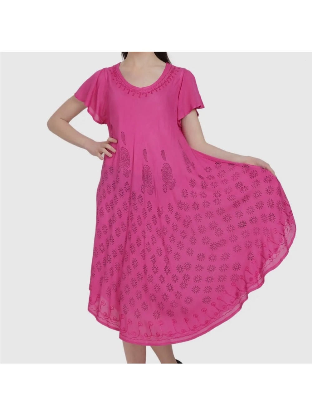 Embroidered Midi Dress,Pink,XL,NWT